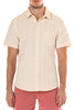 Original Paperbacks Perth Short Sleeve Shirt in Blush and Cream on model front view