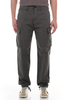 Person wearing dark gray cargo pants on a white background