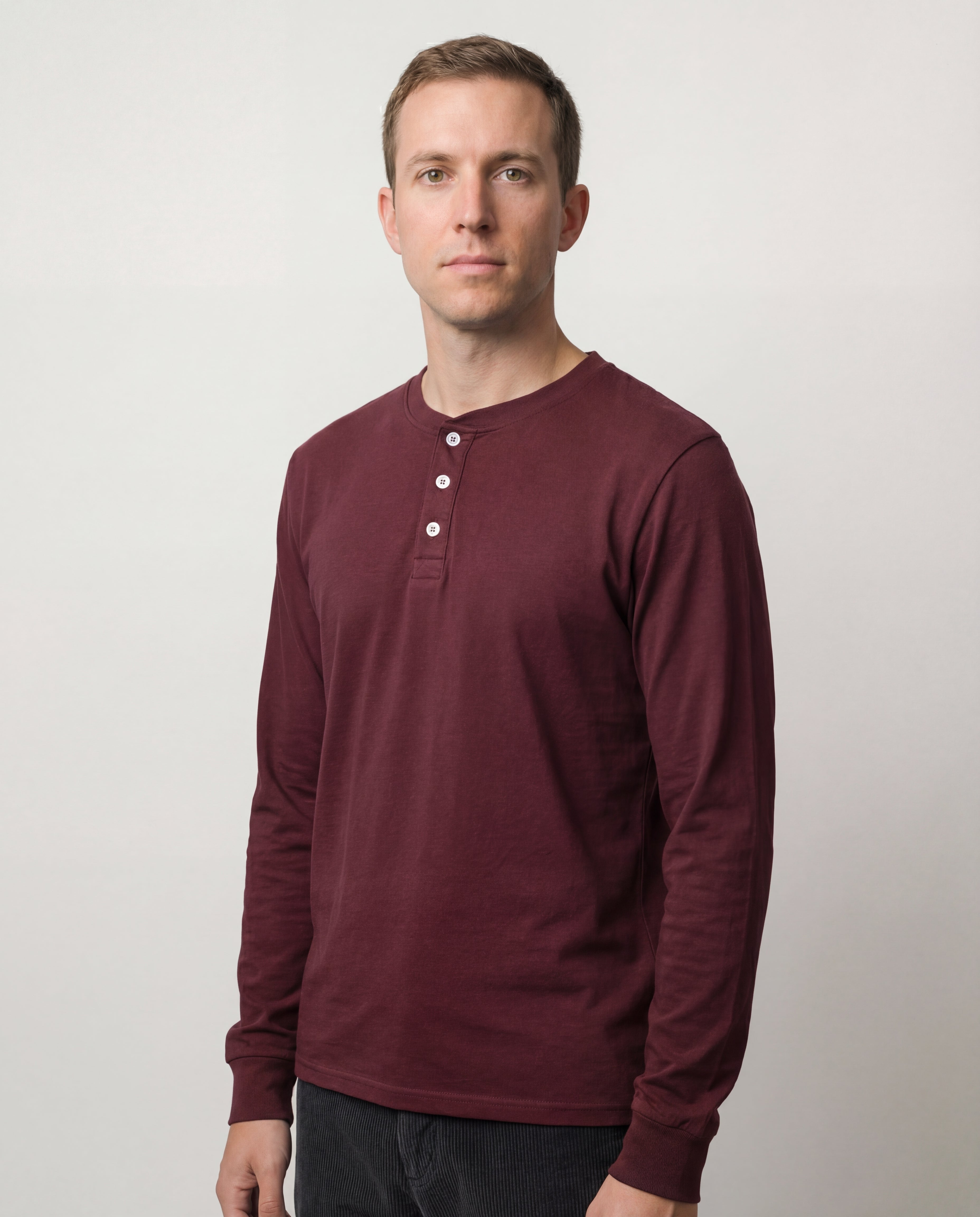 Henley Tee - Burgundy