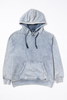 Blue acid-wash hoodie on a white background