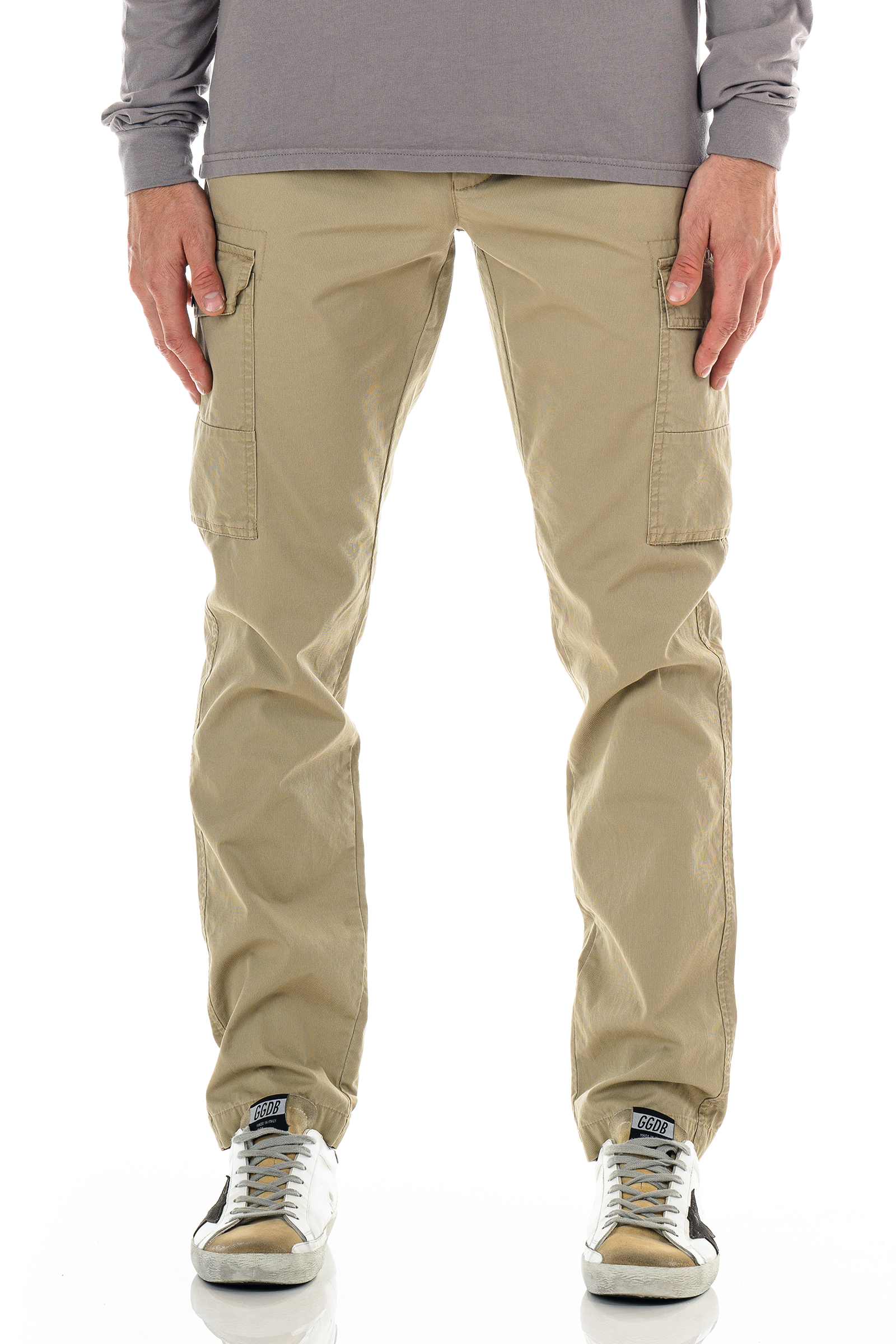 Elastic Back Corduroy Cargo Pants with Side Pockets