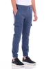 person wearing slate colored cargo jogger against white background