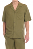 original paperbacks chandler waffle knit shirt in forest green front view