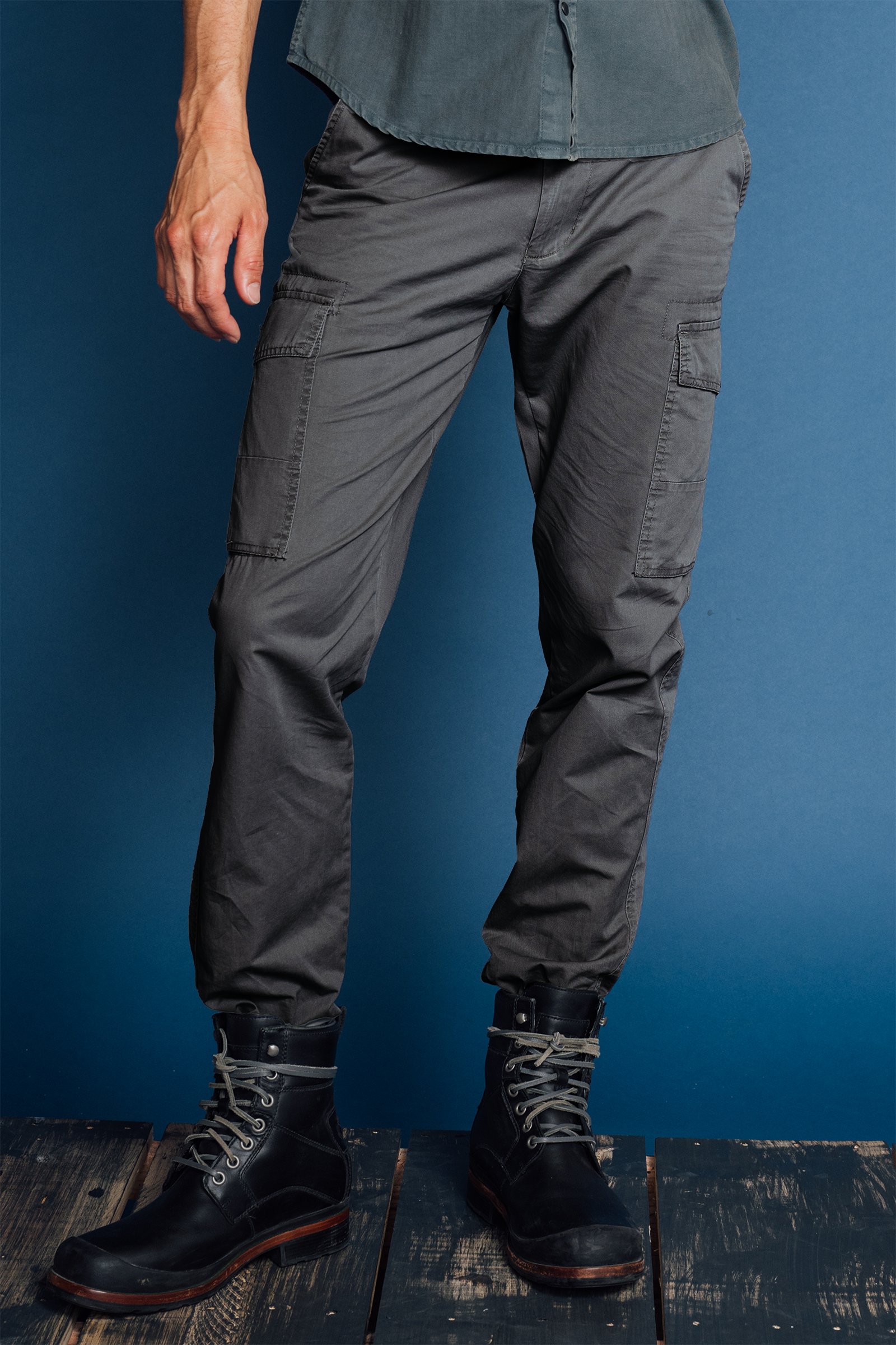 Utility Pigment Dyed Twill Cargo Pants - Light Grey –