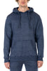Man wearing a blue hoodie on a white background