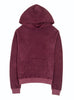 burgundy terry hoodie on white background