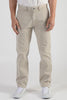 Beige pants worn by a person on a white background