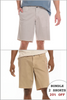 Two pairs of shorts shown side by side with promotional text.