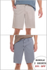 Two pairs of shorts shown side by side with promotional text at the bottom.