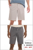 Two pairs of shorts shown side by side with a promotional text overlay.