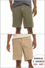 Two pairs of shorts shown side by side with promotional text.