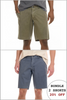 Two pairs of shorts shown side by side with promotional text at the bottom.