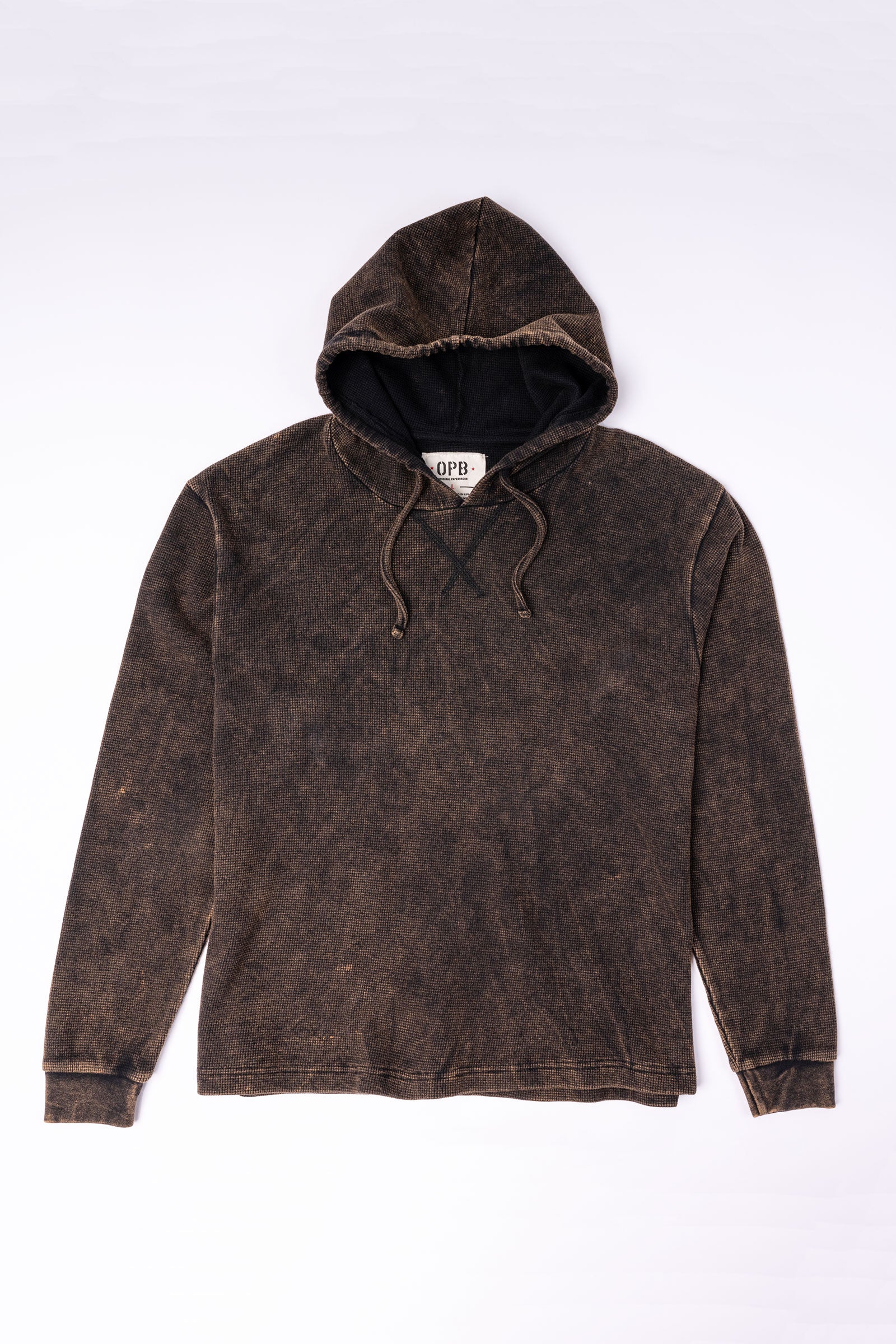 Original Paperbacks Waffle Knit Hoodie in Copper Flat Front