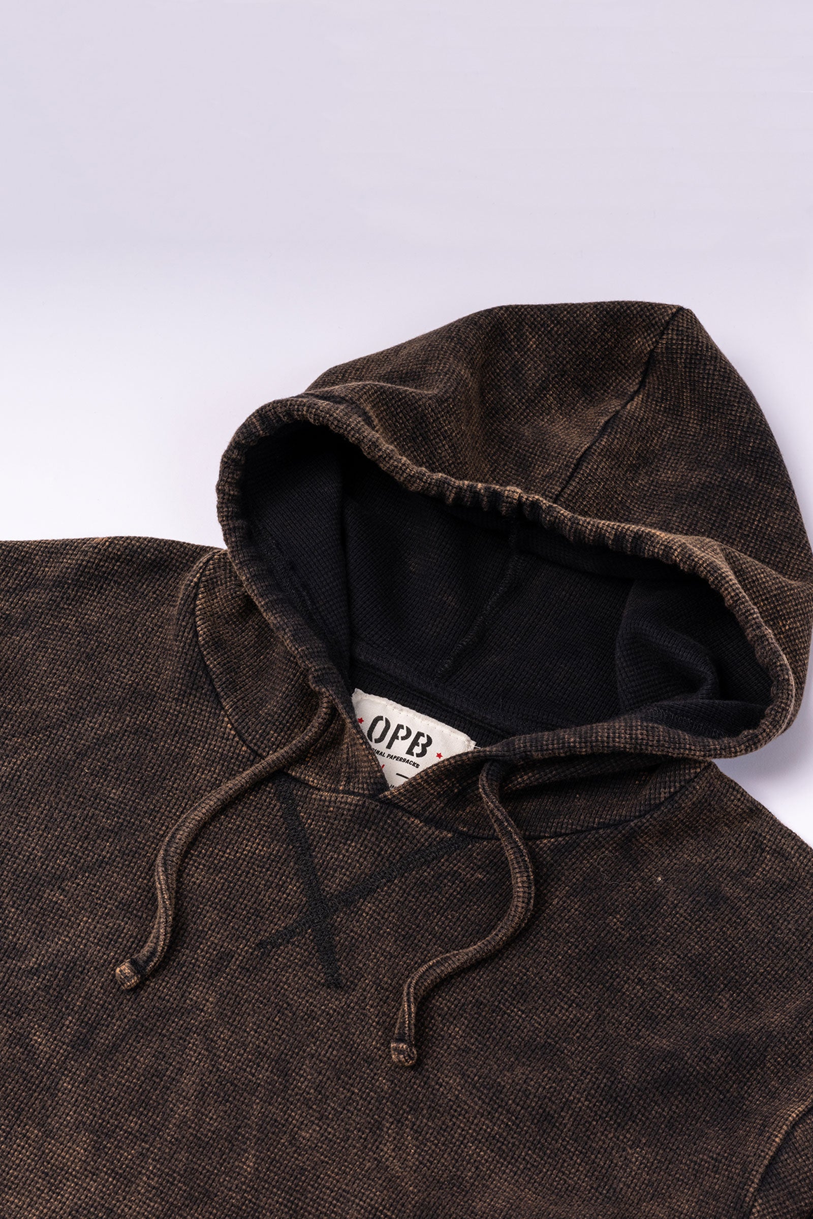 Original Paperbacks Waffle Knit Hoodie in Copper front detail view