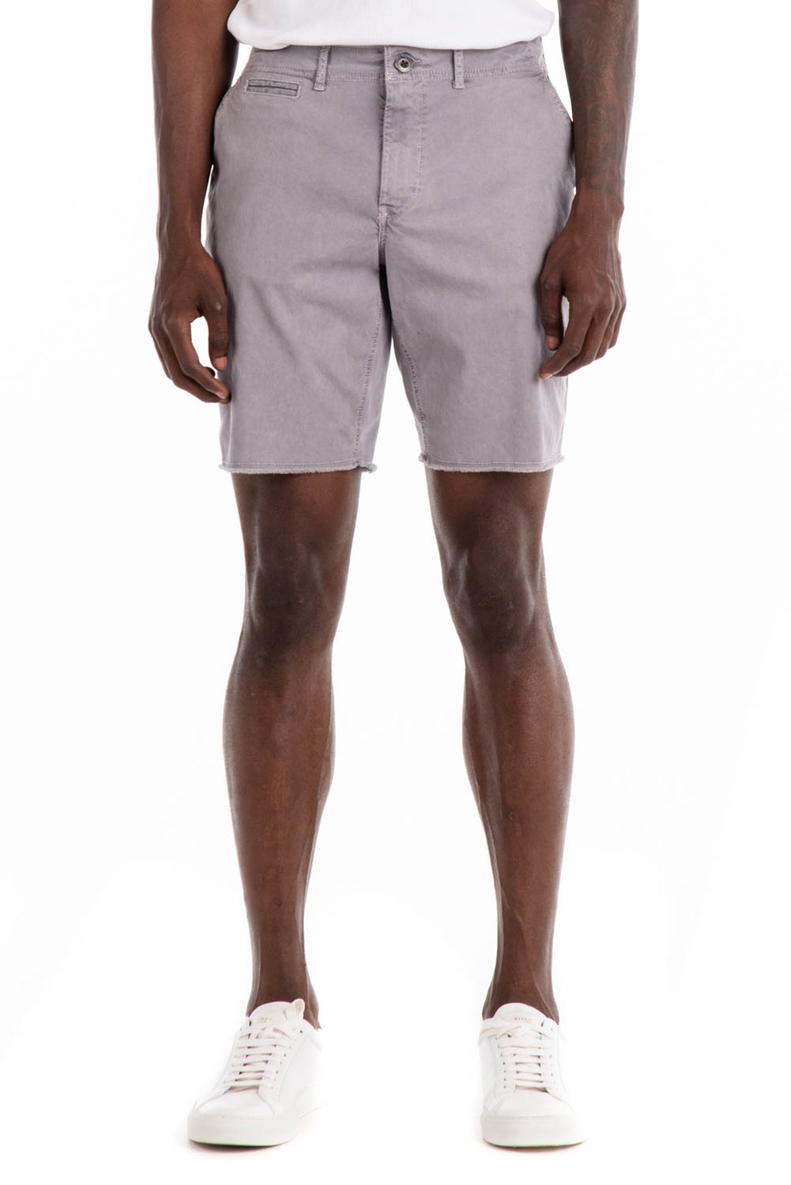 Original Paperbacks Brentwood Chino Short in Light Grey on Model Cropped Front View