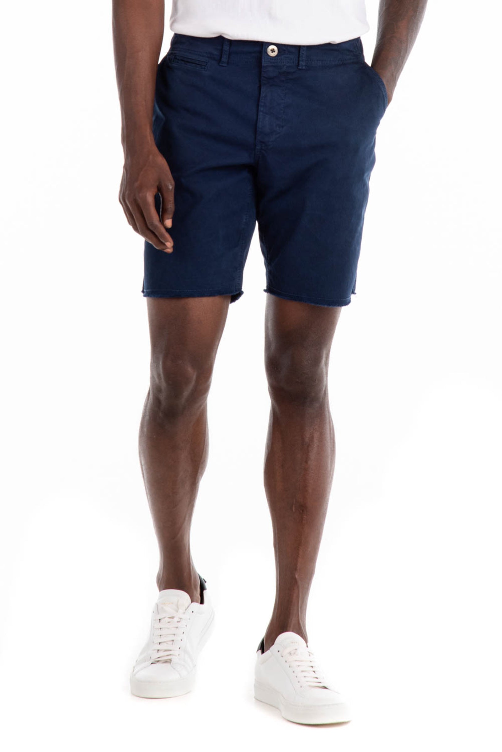 Original Paperbacks Brentwood Chino Short in Navy on Model Cropped Styled View