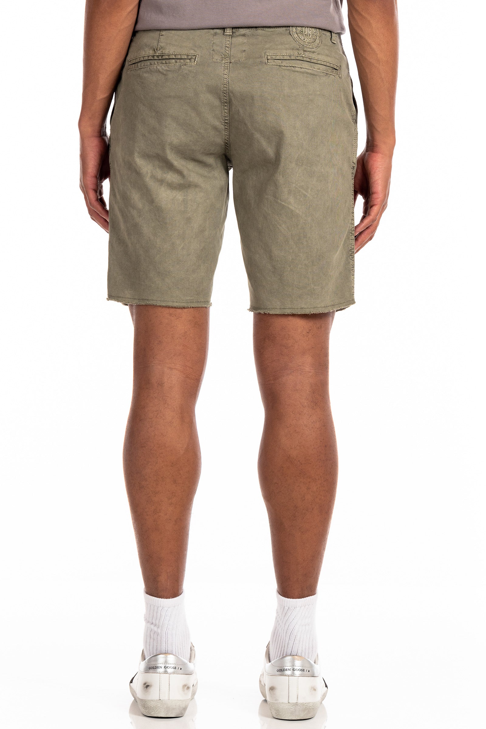 Original Paperbacks Brentwood Chino Short in Olive on Model Cropped Back View