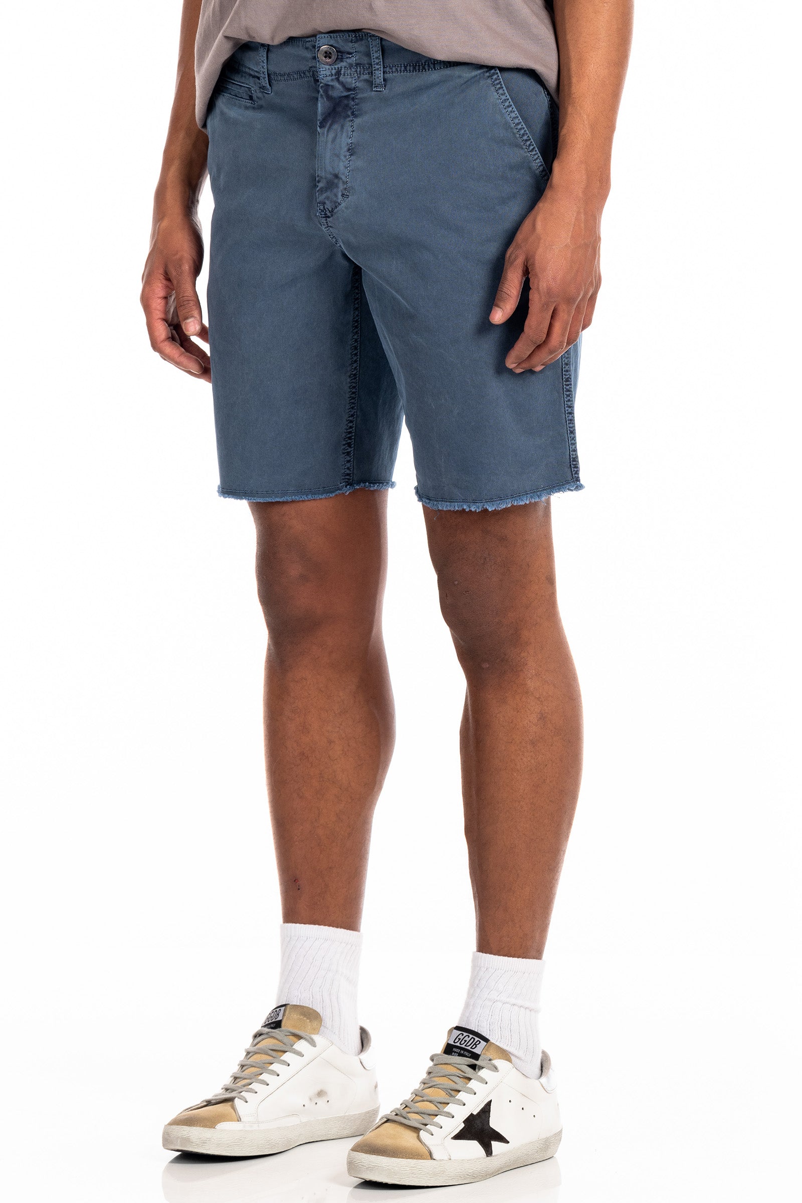 Original Paperbacks Brentwood Chino Short in Slate on Model Cropped Side View