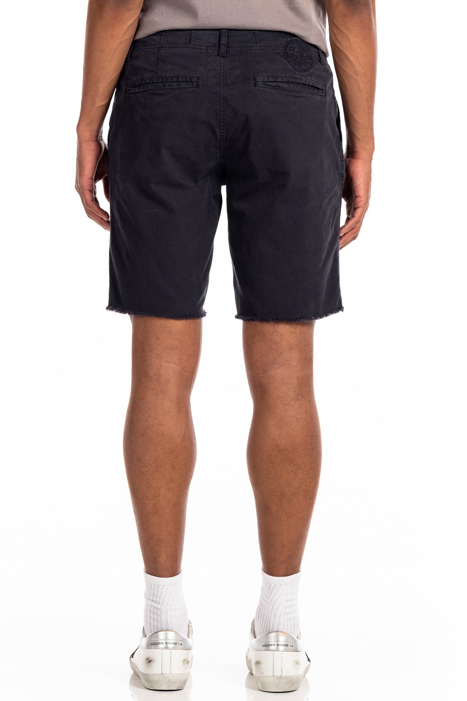 Original Paperbacks Brentwood Chino Short in Washed Black on Model Cropped Back View