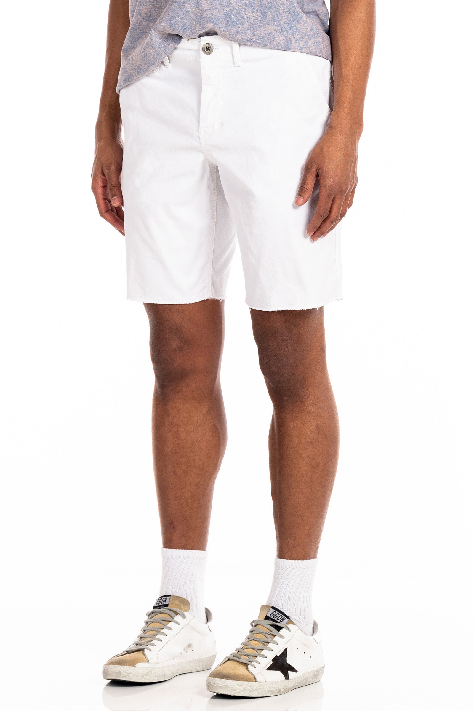 Original Paperbacks Brentwood Chino Short in White on Model Cropped Side View