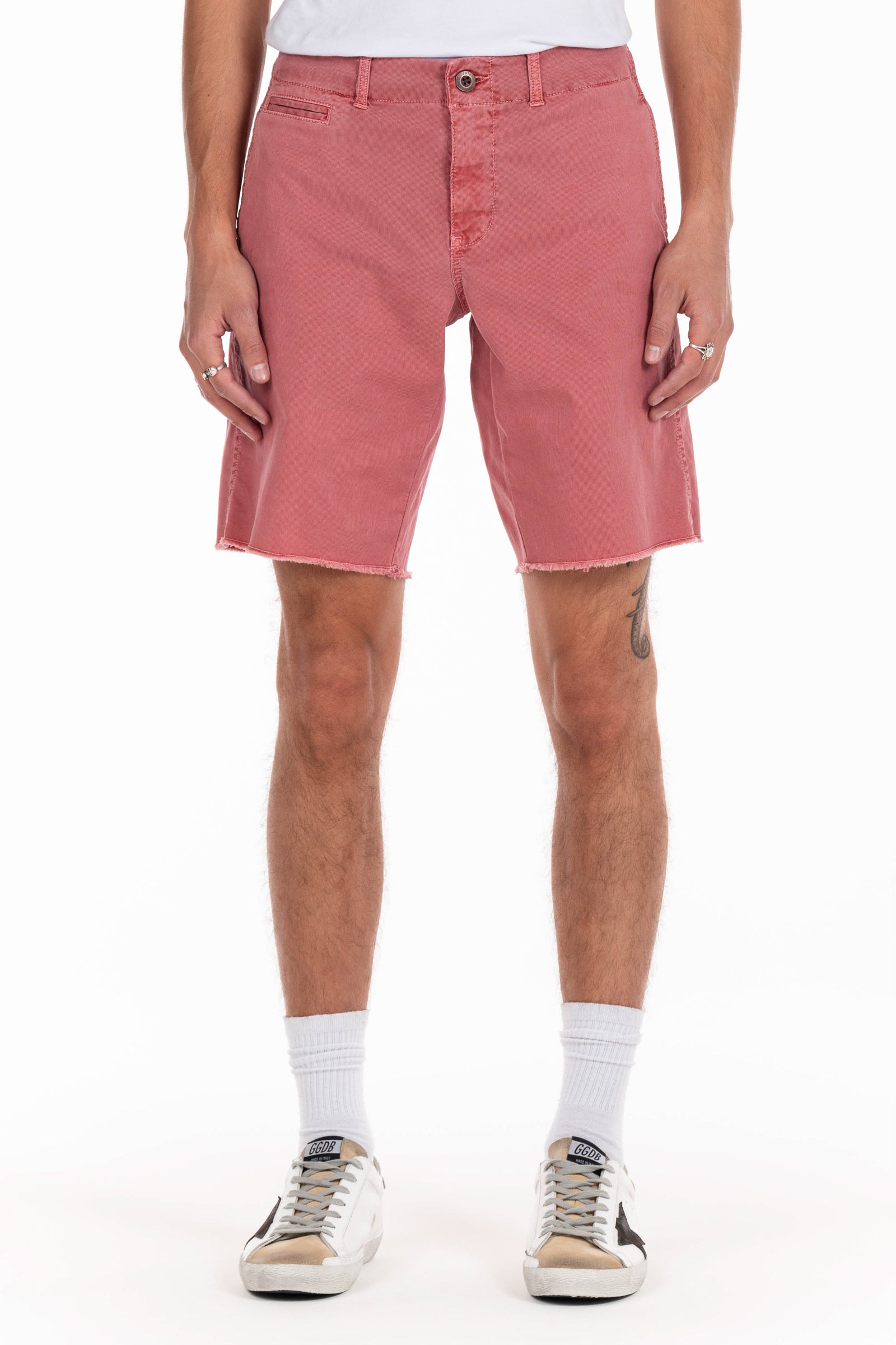 Original Paperbacks Rockland Chino Short in Berry on Model Cropped Front View