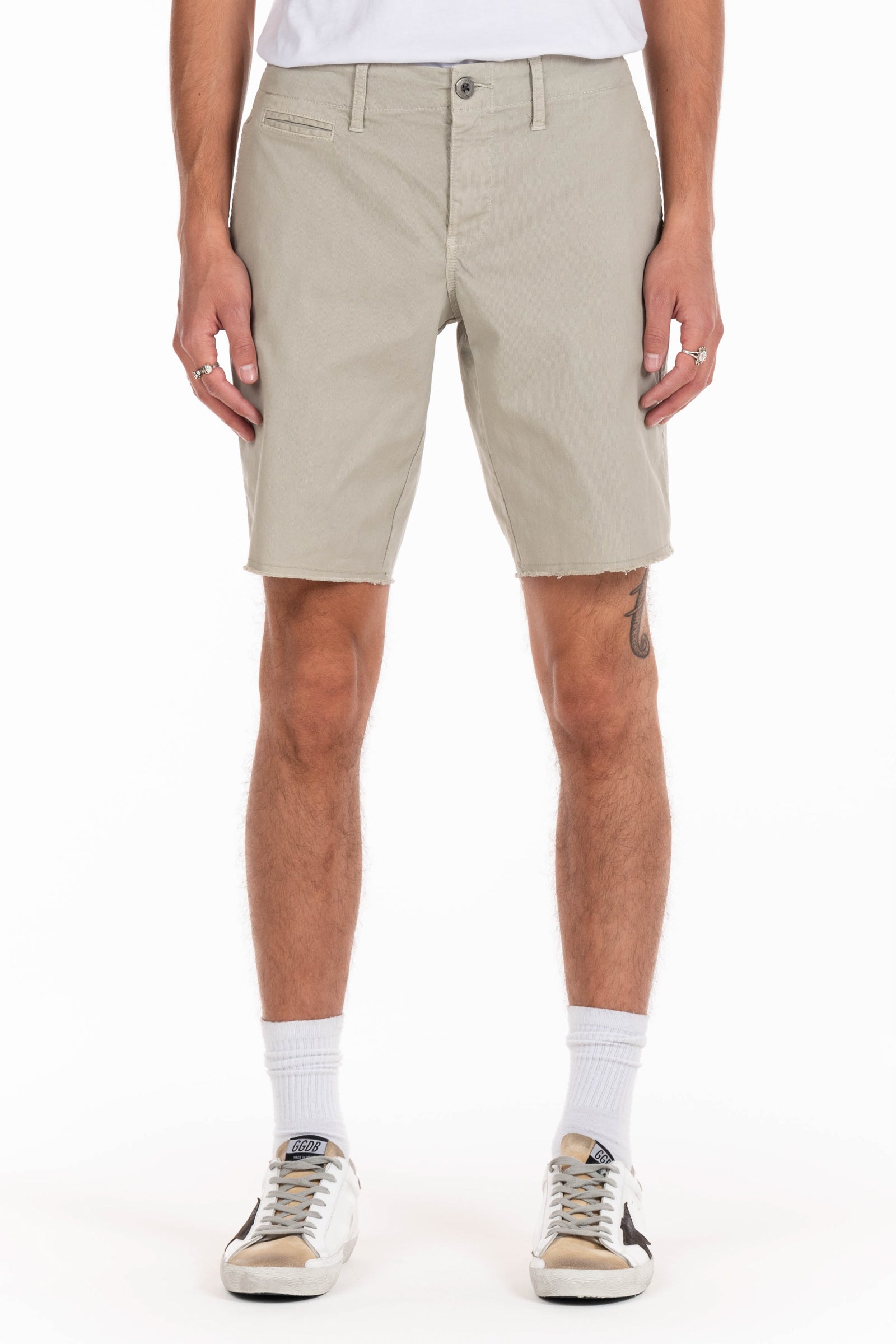 Original Paperbacks Rockland Chino Short in Bone on Model Cropped Front View