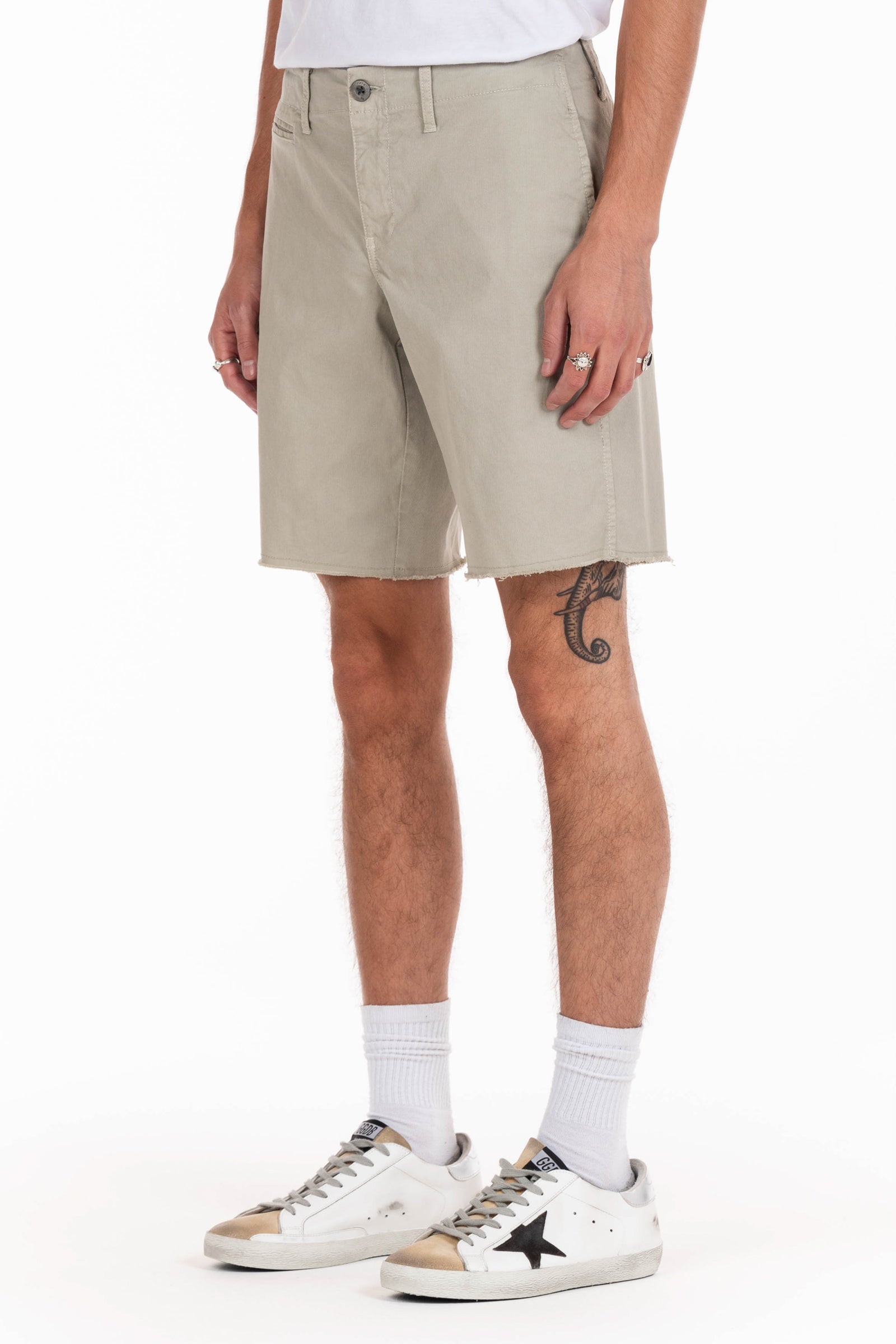Original Paperbacks Rockland Chino Short in Bone on Model Cropped Side View