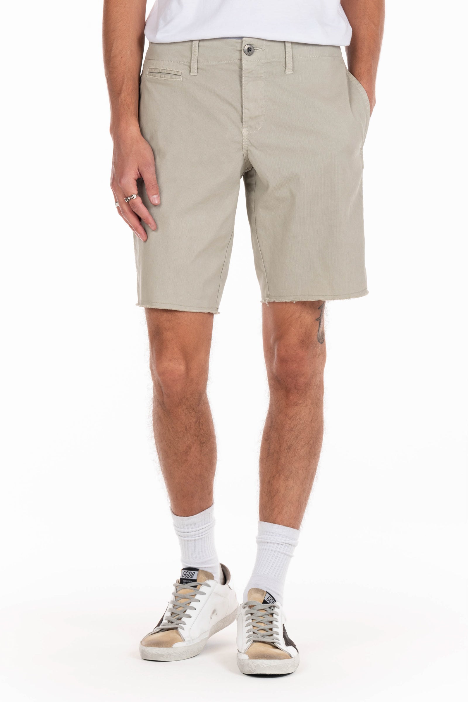 Original Paperbacks Rockland Chino Short in Bone on Model Cropped Styled View