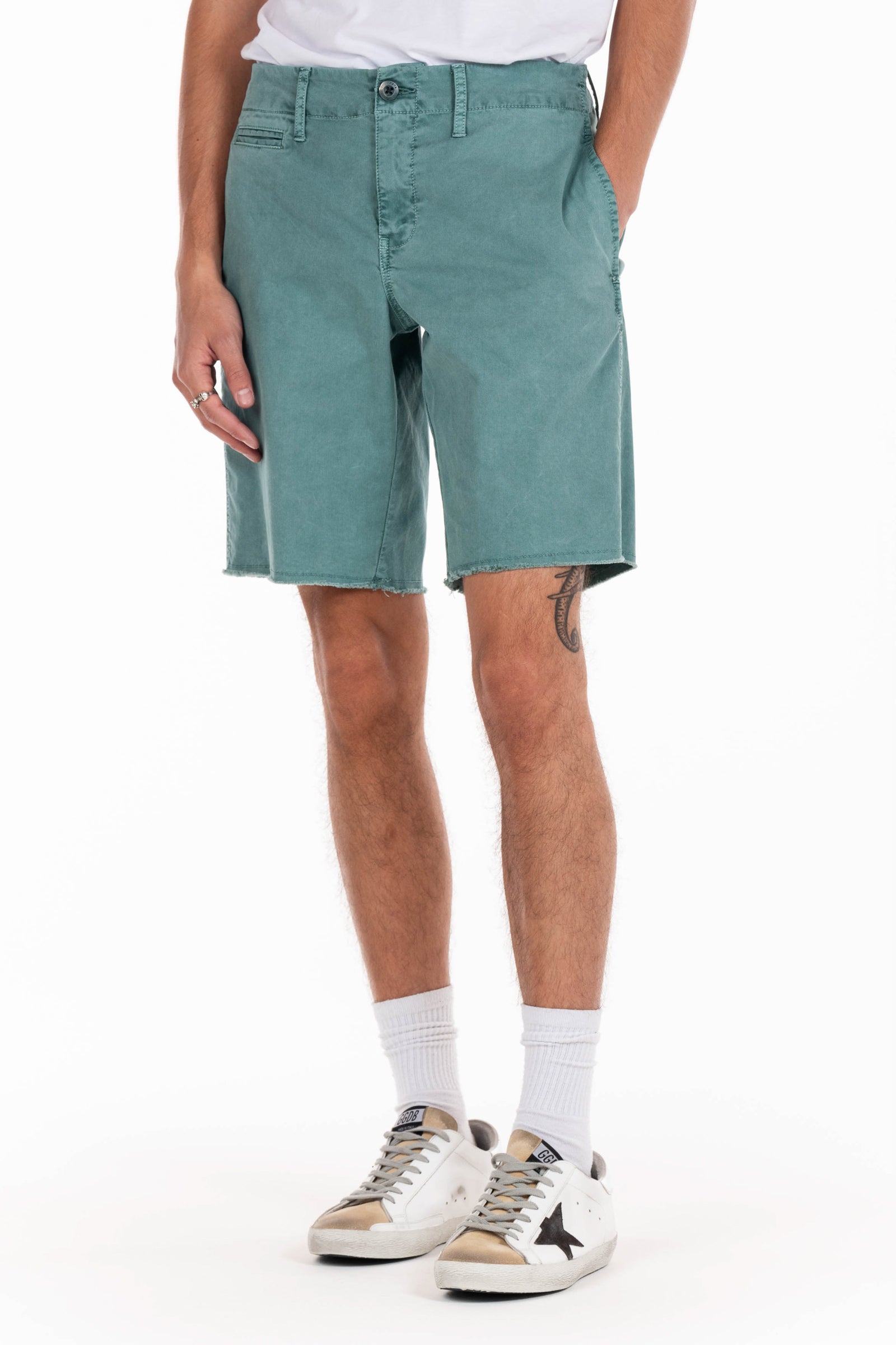 Original Paperbacks Rockland Chino Short in Breakwater on Model Cropped Styled View