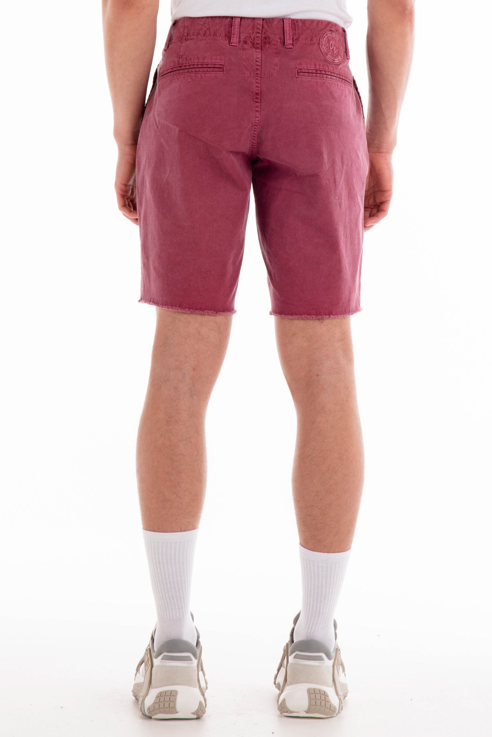 Original Paperbacks Rockland Chino Short in Crushed Berry on Model Cropped Back View