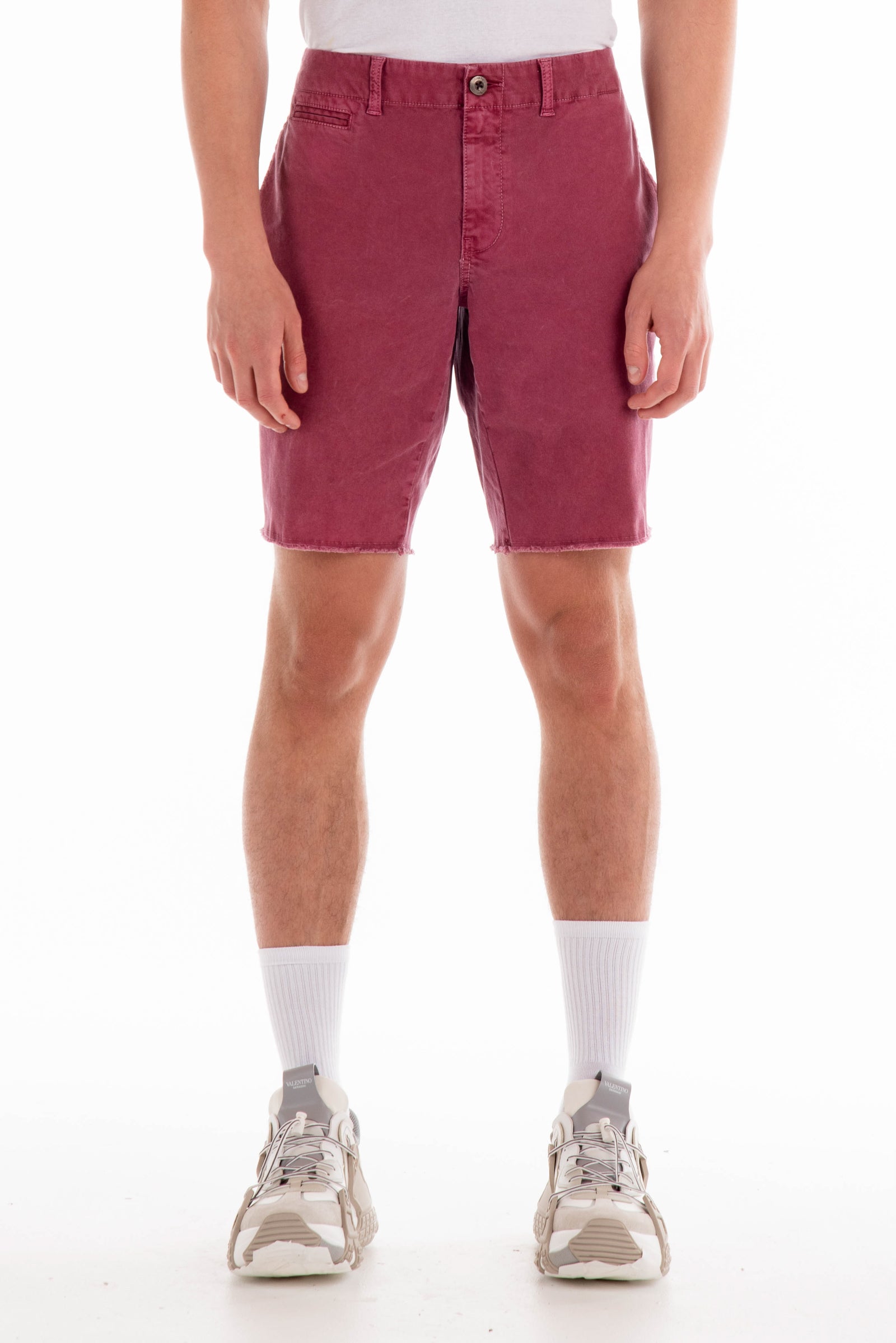 Original Paperbacks Rockland Chino Short in Crushed Berry on Model Cropped Front View