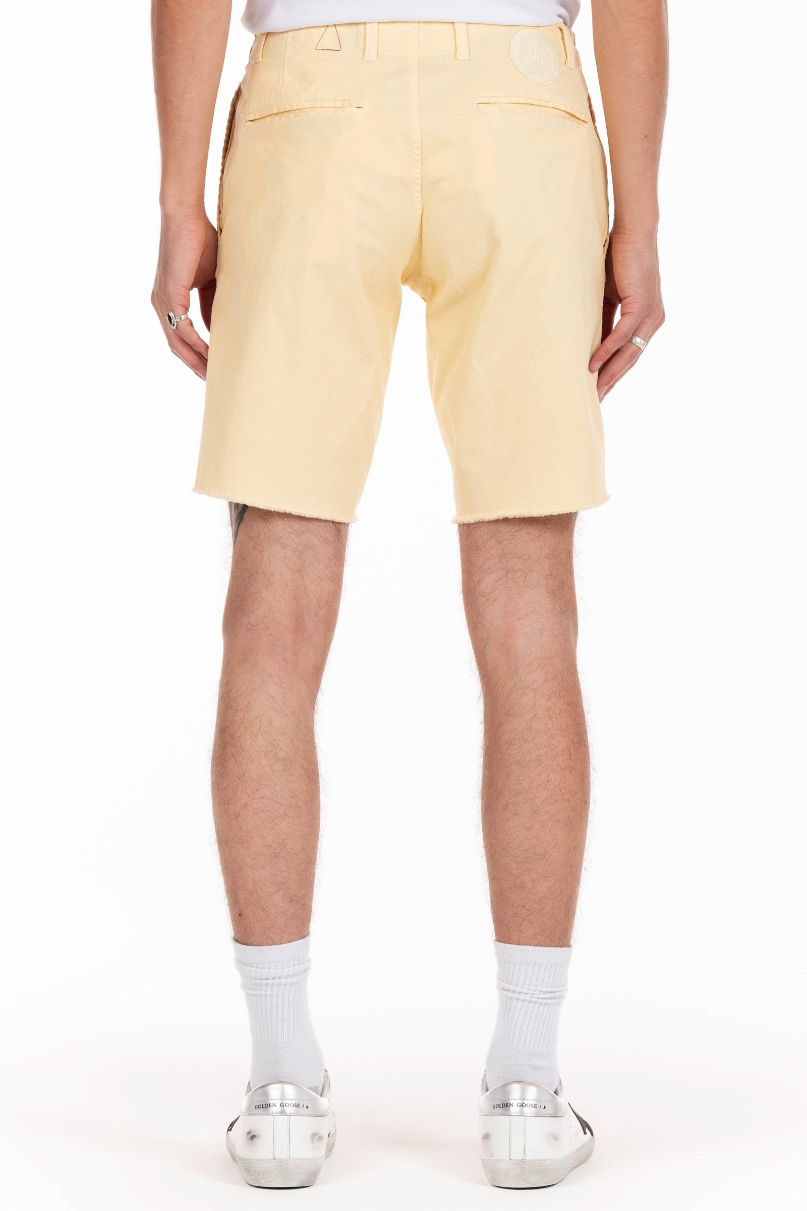 Original Paperbacks Rockland Chino Short in Custard on Model Cropped Back View