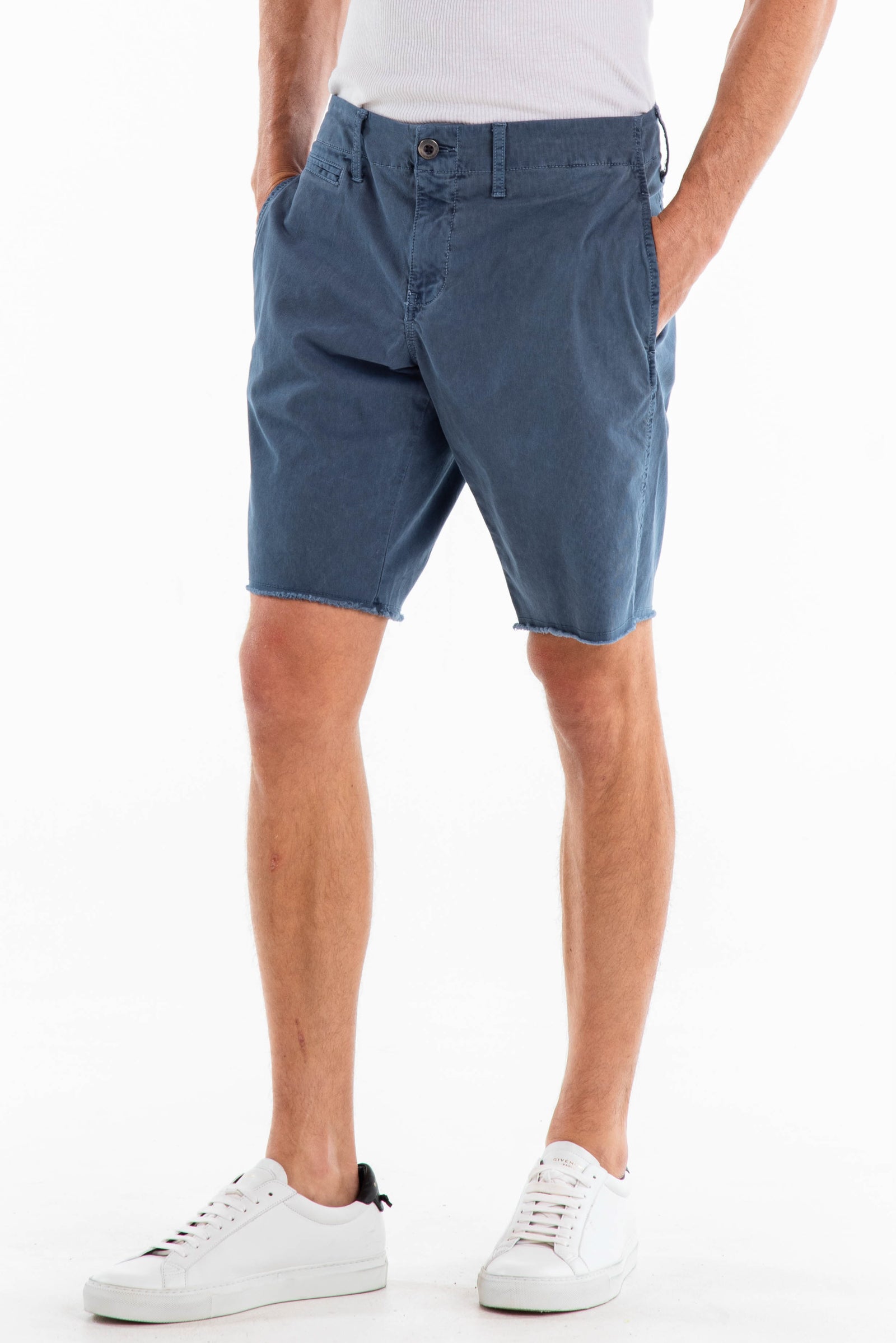 Original Paperbacks Rockland Chino Short in Slate on Model Cropped Styled View