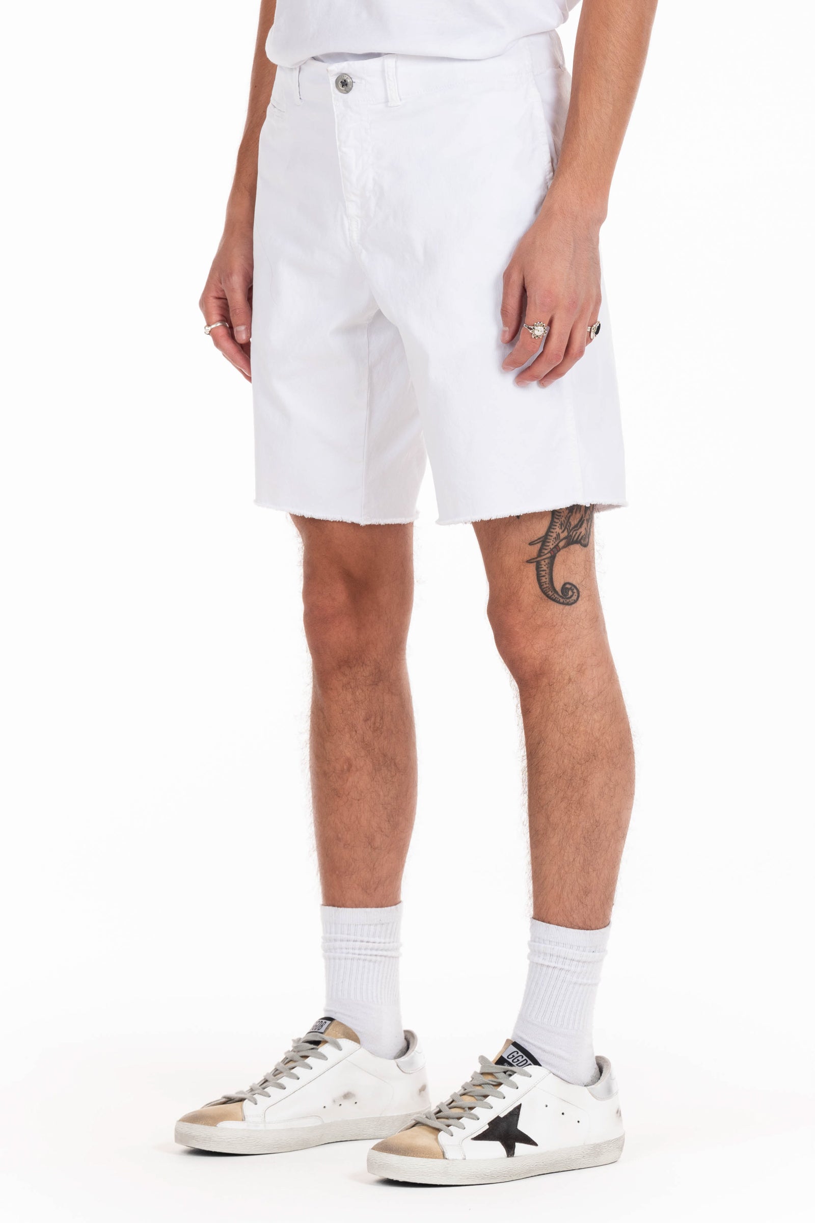 Original Paperbacks Rockland Chino Short in White on Model Cropped Side View