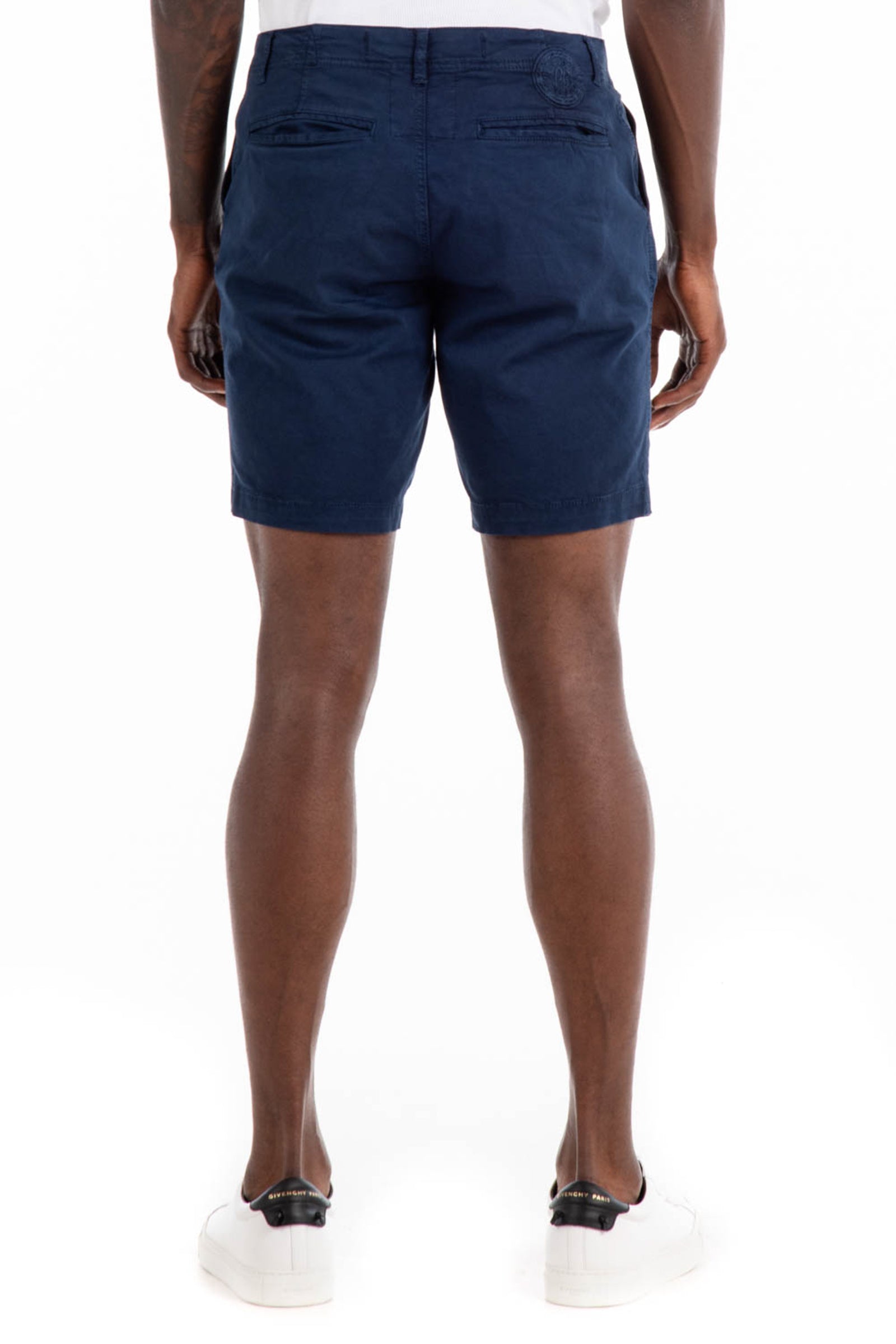 Original Paperbacks Walden Chino Short in Navy on Model Cropped Back View