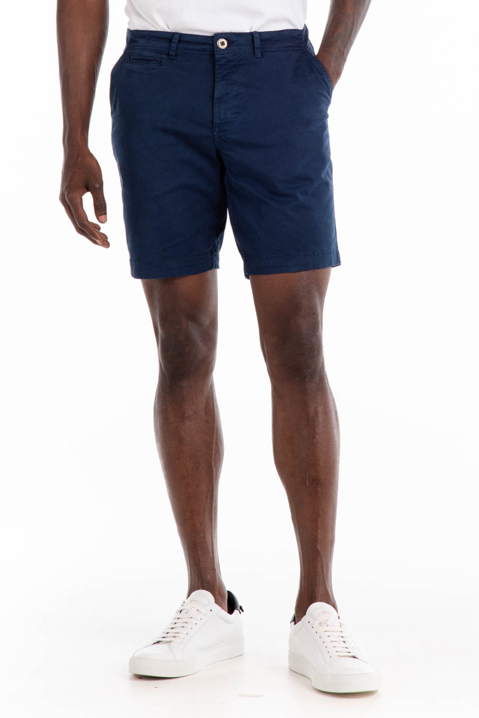 Original Paperbacks Walden Chino Short in Navy on Model Cropped Styled View